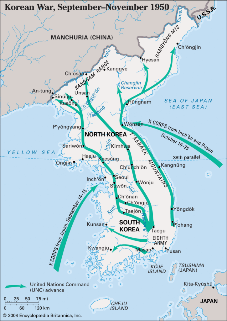 the Korean war and crisis map 1950-1953